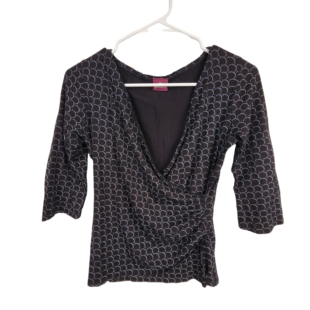 Salaam Y2K Style Flattering Bodycon Bunched Patterned Crossover Wrap Top Size M
